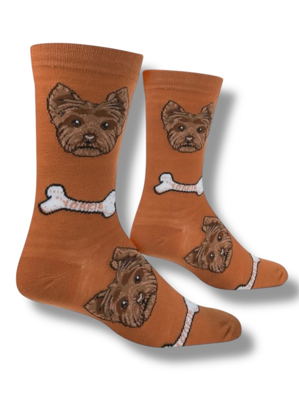 Crazy Socks Women’s Yorkie Crew Socks Brown Shoe Size 5-10